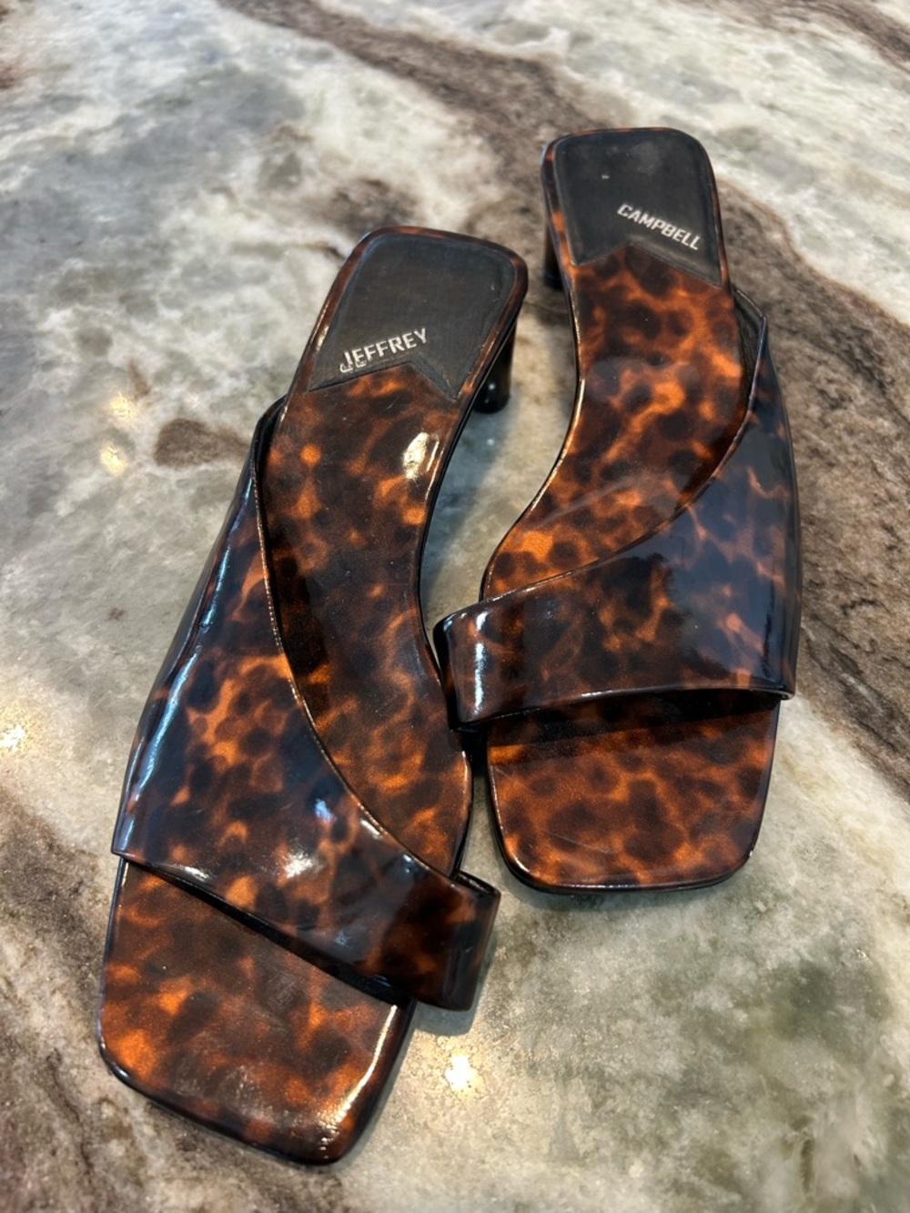 Jeffrey Campbell Tortoiseshell Brown Slip-On Sandal Heels